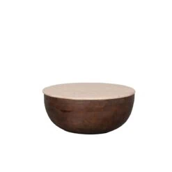 Bowl Salontafel rond Espresso Travertin 70 cm