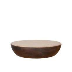 Bowl Salontafel rond Espresso Travertin 90 cm