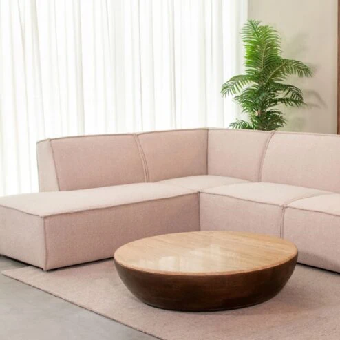 Bowl Salontafel rond Espresso Travertin 90 cm