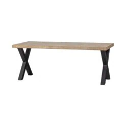 Combi-tablo Eettafel mango visgraat X-poot 180 cm