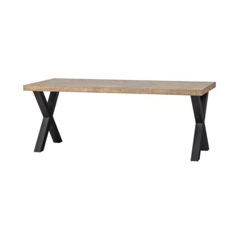 Combi-tablo Eettafel mango visgraat X-poot 180 cm