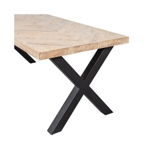 Combi-tablo Eettafel mango visgraat X-poot 180 cm