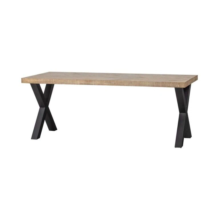 Combi-tablo Eettafel mango visgraat X-poot 200 cm