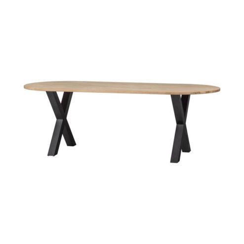 Combi-tablo Eettafel ovaal eiken X-poot 220 cm