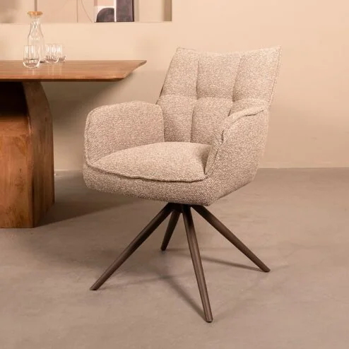 Eetkamerstoel Amalfi Mushoom Boucle met Brons poot