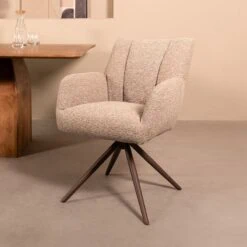Eetkamerstoel Padua Mushroom Boucle met Brons poot