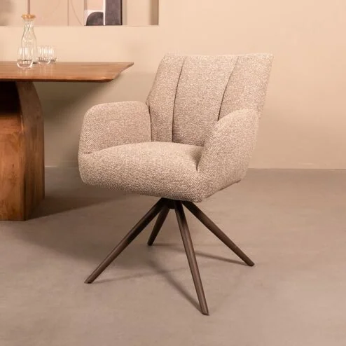 Eetkamerstoel Padua Mushroom Boucle met Brons poot