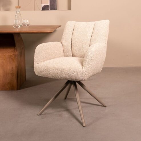 Eetkamerstoel Padua Naturel Boucle met Taupe poot