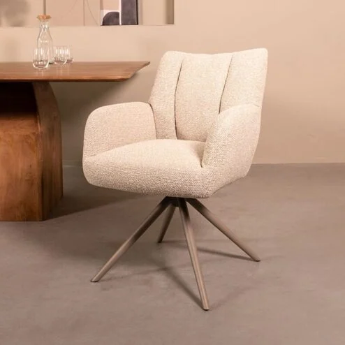 Eetkamerstoel Padua Naturel Boucle met Taupe poot