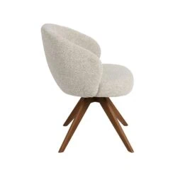 Eetkamerstoel Sabi Naturel Boucle met Walnoot poot