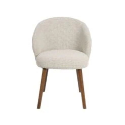 Eetkamerstoel Shiro Naturel Boucle met Walnoot poot