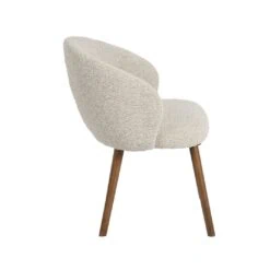 Eetkamerstoel Shiro Naturel Boucle met Walnoot poot