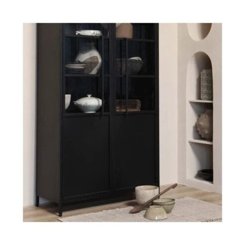 Exhibit Vitrinekast metaal zwart 99 cm