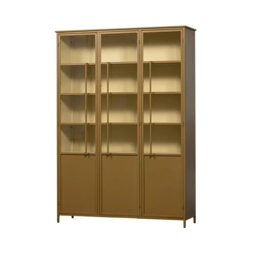 Exhibit XL 3-deurs Vitrinekast metaal honinggeel 99 cm