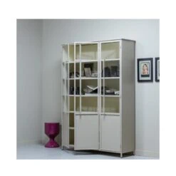 Exhibit XL 3-deurs Vitrinekast metaal zand 99 cm