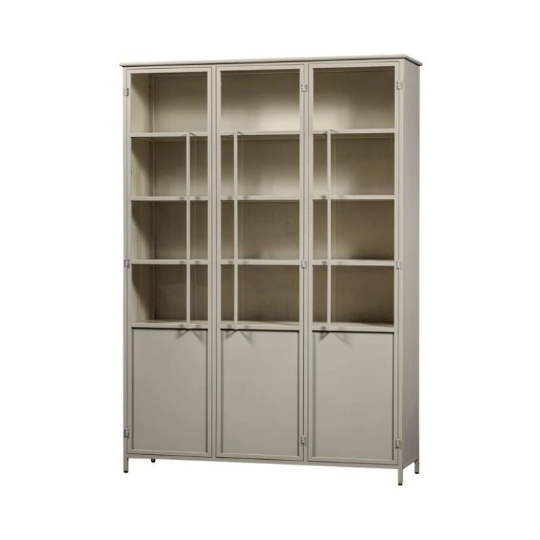 Exhibit XL 3-deurs Vitrinekast metaal zand 99 cm