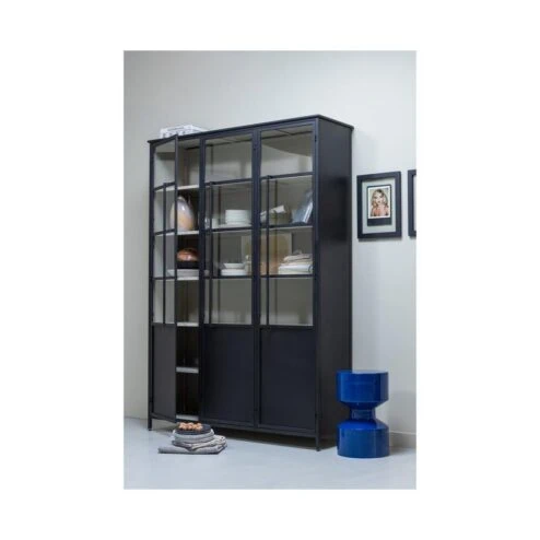 Exhibit XL 3-deurs Vitrinekast metaal zwart 99 cm