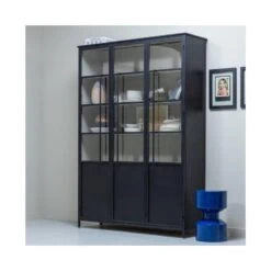 Exhibit XL 3-deurs Vitrinekast metaal zwart 99 cm