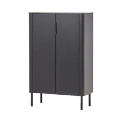 Gunnar Vitrinekast grenen matzwart 85 cm