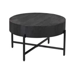 Ilia Salontafel rond manghout Zwart 80cm
