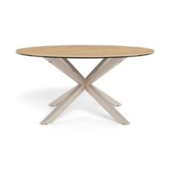 Myrthe Salontafel rond Keramiek met beige poot 82 cm