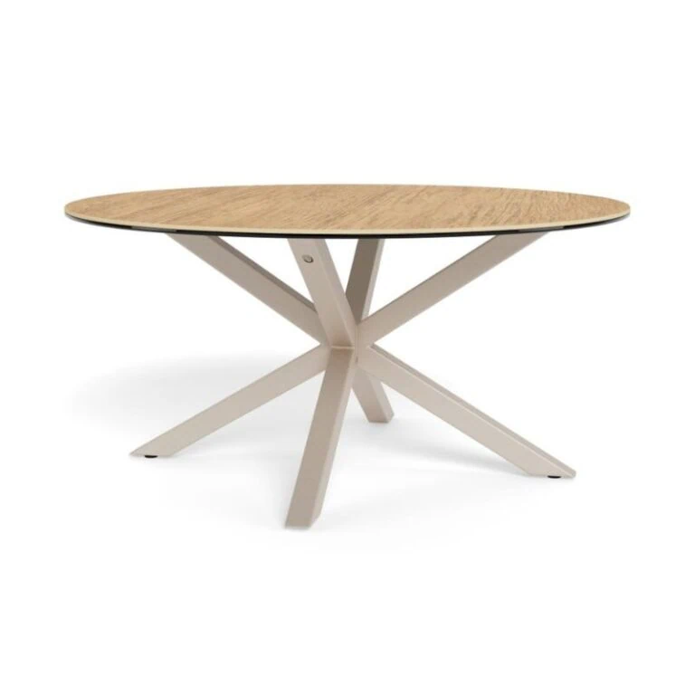 Myrthe Salontafel rond Keramiek met beige poot 82 cm