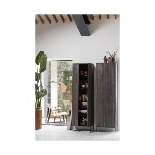 New Gravure Hoge kast met lade essen fineer espresso 60 cm