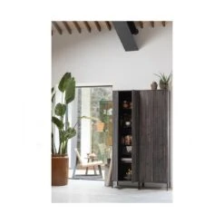 New Gravure Hoge kast met lade essen fineer espresso 60 cm