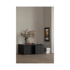 New Gravure Kistbank grenen zwart 88 cm