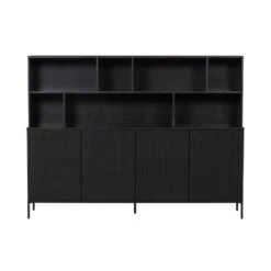 New Gravure Wandkast grenen zwart 200 cm