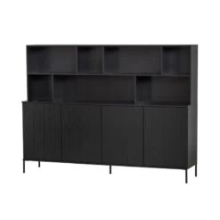 New Gravure Wandkast grenen zwart 200 cm