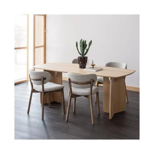 Udar Eetkamerstoel naturel met houten frame bruin