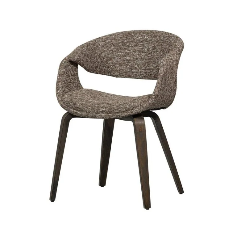 Yossi Eetkamerstoel bruin met houten poot donkerbruin