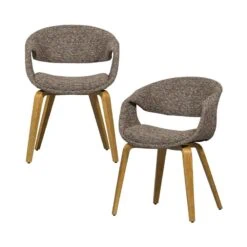 Yossi Eetkamerstoel bruin met houten poot naturel