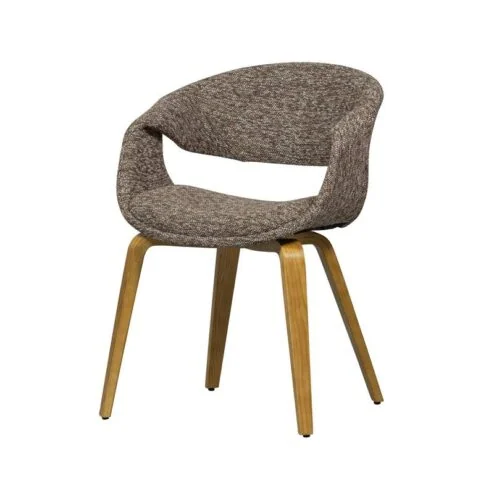 Yossi Eetkamerstoel bruin met houten poot naturel