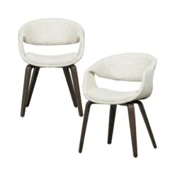 Yossi Eetkamerstoel naturel met houten poot donkerbruin