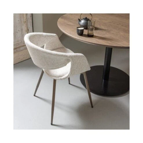 Yossi Eetkamerstoel naturel met metalen poot koper