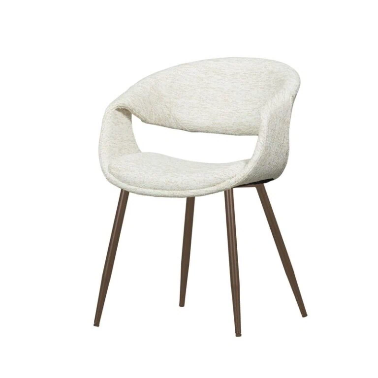 Yossi Eetkamerstoel naturel met metalen poot koper