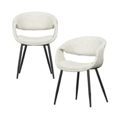 Yossi Eetkamerstoel naturel met metalen poot zwart