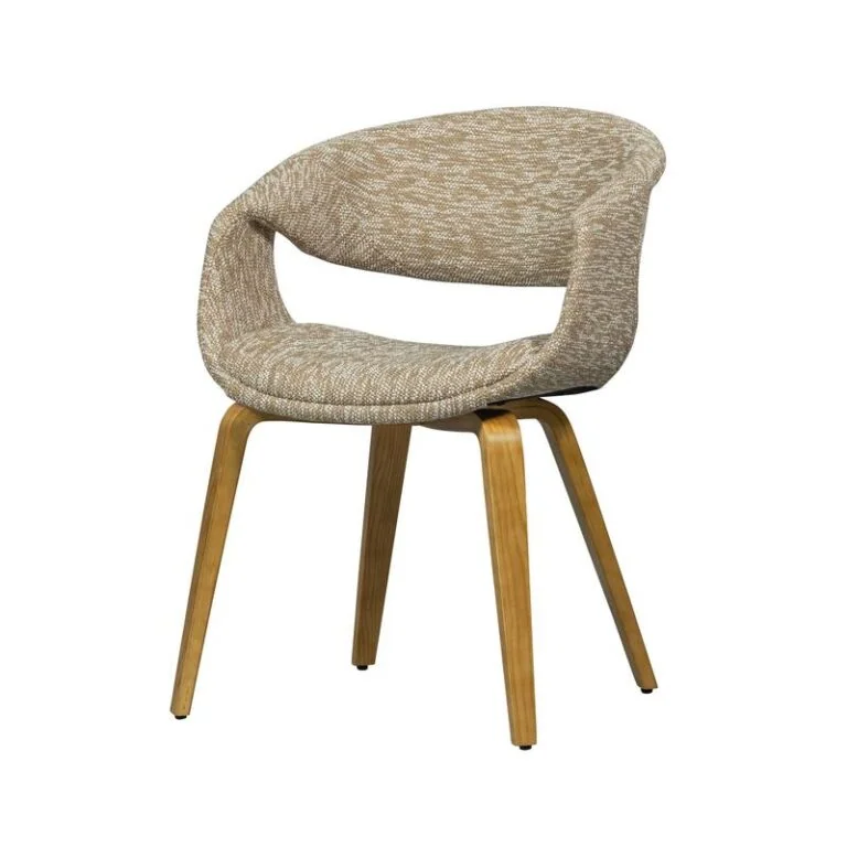 Yossi Eetkamerstoel zand met houten poot naturel