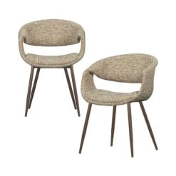 Yossi Eetkamerstoel zand met metalen poot koper