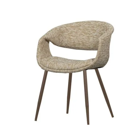 Yossi Eetkamerstoel zand met metalen poot koper