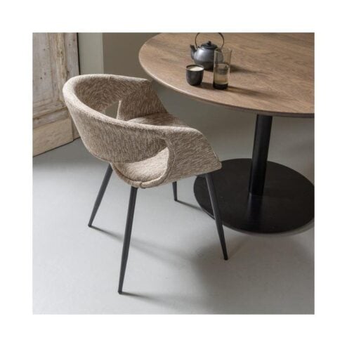 Yossi Eetkamerstoel zand met metalen poot zwart