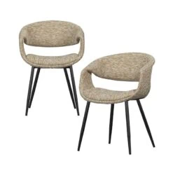 Yossi Eetkamerstoel zand met metalen poot zwart