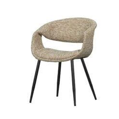 Yossi Eetkamerstoel zand met metalen poot zwart