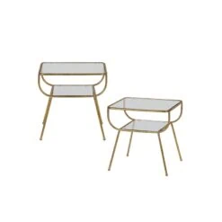 Amazing Bijzettafel metaal/glas messing 47cm