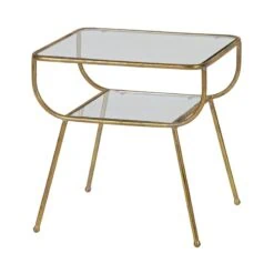 Amazing Bijzettafel metaal/glas messing 47cm