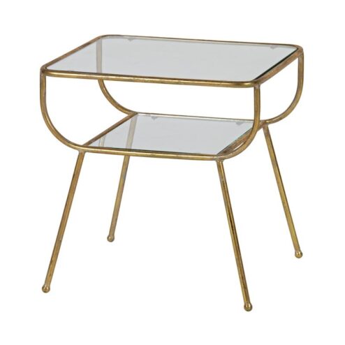 Amazing Bijzettafel metaal/glas messing 47cm