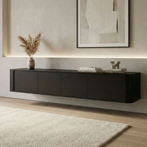 Amy Tv meubel Zwart mangohout 195 cm