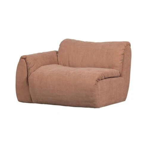 Baggy 1-zits element met arm links geweven chenille oudroze